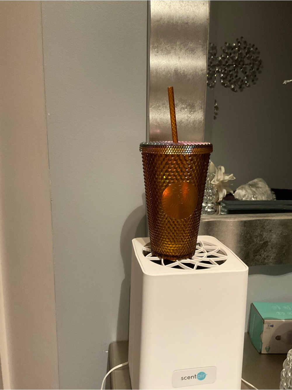 Starbucks Amber Iridescent Studded Reusable Cup with Straw